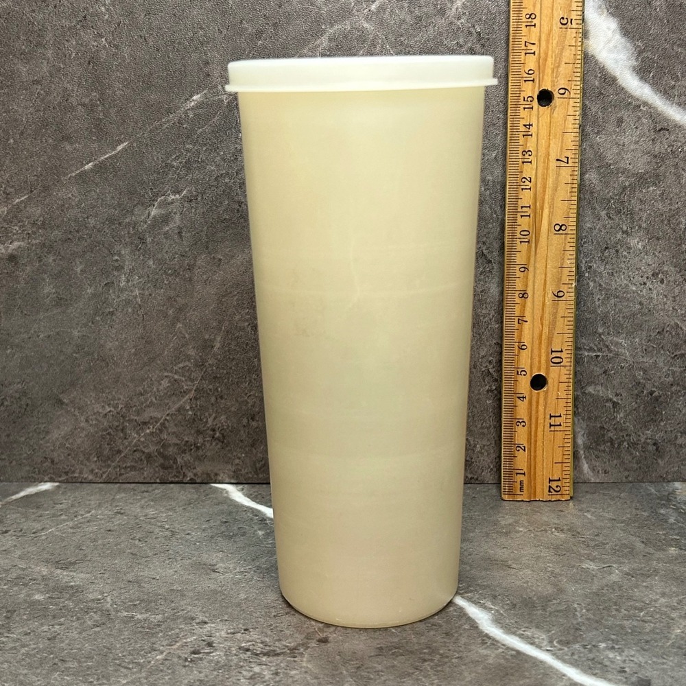 Vintage Tupperware 107-41 Tall Canister Container Almond Ivory w/ Lid
